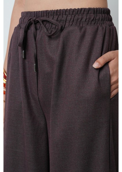 Kadın Düz Renk Bol Paça Kumaş Pantolon modelleri