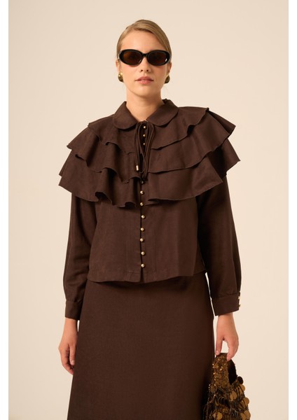 Bayan Süet Fırfırlı Takım Acı Kahve 31247 fiyatları