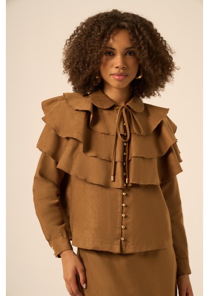 Bayan Süet Fırfırlı Takım Taba 31247 fiyatları