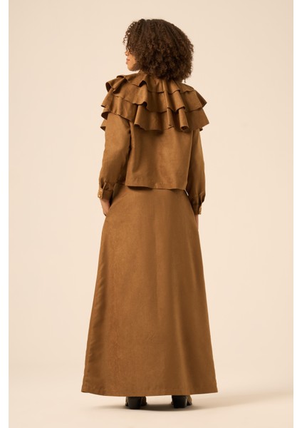 Bayan Süet Fırfırlı Takım Taba 31247 indirimleri