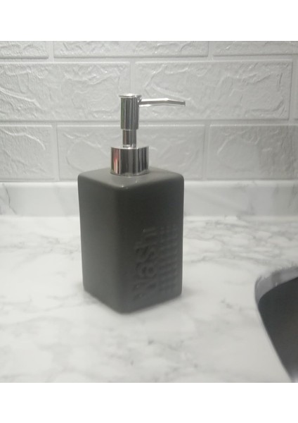 Sıvı Sabunluk Koyu Bej Modern 7X7X17CM 300ML Seti