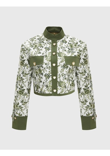 Lalita Yeşil Çiçek Desenli Kadın Ceket indirimleri
