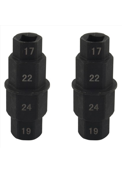 2x Motosiklet Hex Aks Aracı - 17MM 19MM 22MM 24MM - Altıgen Ön Tekerlek Göbeği Mil Mili Soket Adaptör Aracı 3/8inch (Yurt Dışından)
