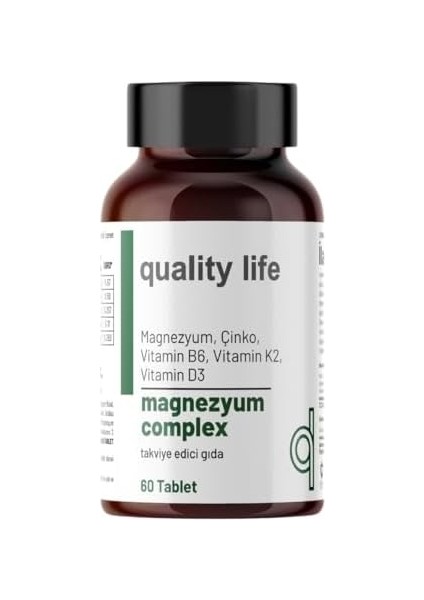 Quality Life Magnezyum Complex 60 Tablet - Magnezyum Malat Sitrat Glisinat Taurat Bisglisinat - Magnezyum Çinko fiyatları