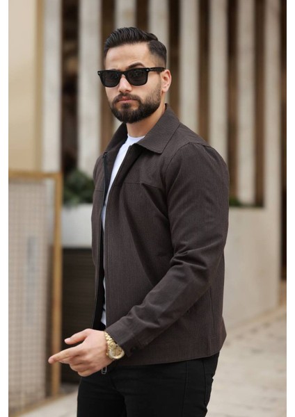 Ince Çizgili Kırışmaz Gofre Kumaş Mevsimlik Ceket modelleri