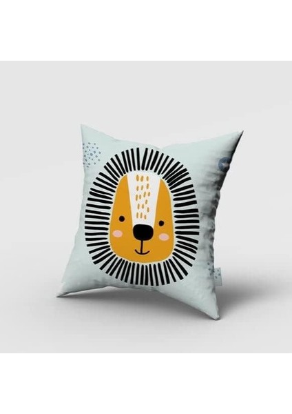 , Aslan, Çift Taraflı, Kadife Kumaş, Çocuk Bebek Odası Kırlent Kılıfı