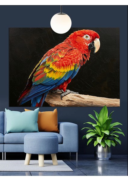 Kırmızı Macaw Papağanı Portresi Dekoratif Kanvas - Mdf Ahşap Tablo fiyatları