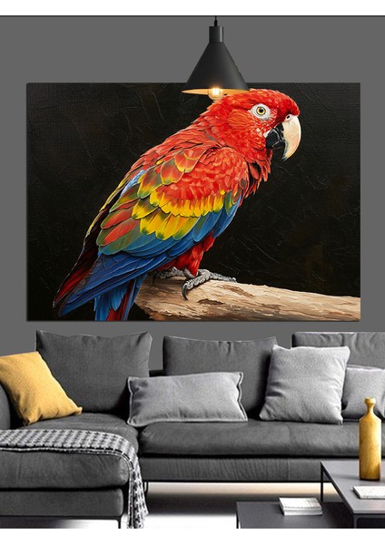 Kırmızı Macaw Papağanı Portresi Dekoratif Kanvas - Mdf Ahşap Tablo fırsatları