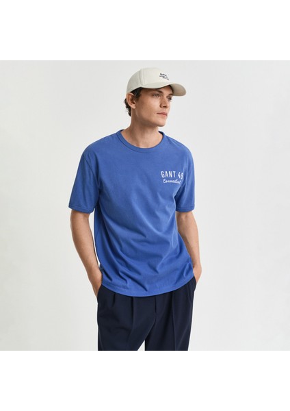 Erkek Lacivert Relaxed Fit Bisiklet Yaka Logolu T-Shirt