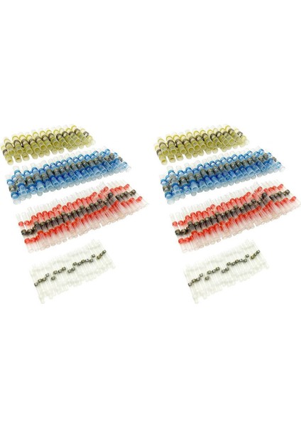 200PCS Lehim Conta Isı Büzülme Popo Konektörleri Terminaller Elektrik Bakır Kasalı (70RED 60 Blue 50WHITE 20YELLOW) (Yurt Dışından)