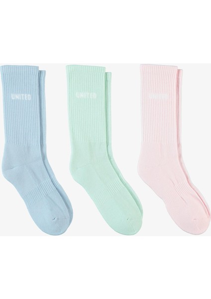 Unıted4 Kadın Mavi/pembe/yeşil 3'lü Çorap