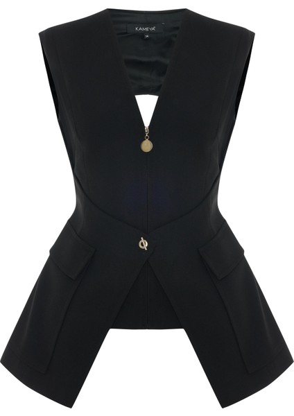 Asimetrik Tek Düğmeli Yelek 26W70801