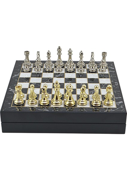 Gifthome Büyük Boy Metal Klasik Satranç Tk. Parlak ve Mermer Desenli Sandıklı Mdf TAHTASI(36X36X6 Cm.) modelleri