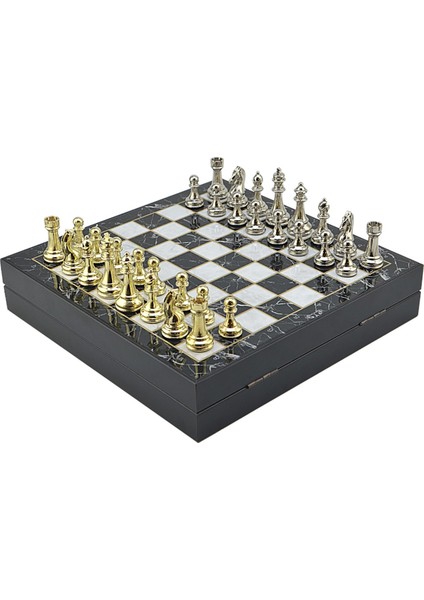 Gifthome Büyük Boy Metal Klasik Satranç Tk. Parlak ve Mermer Desenli Sandıklı Mdf TAHTASI(36X36X6 Cm.) fırsatları