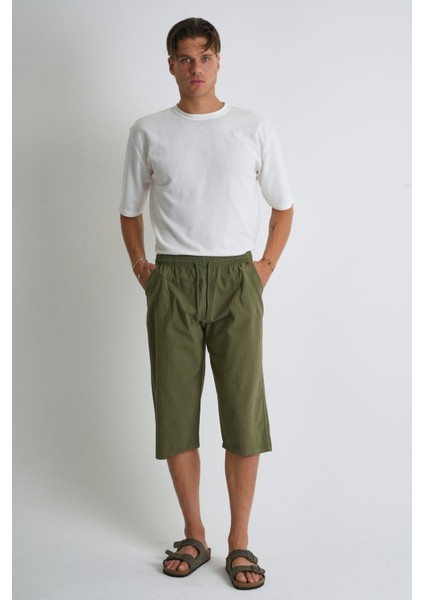 Erkek Regular %100 Pamuk Keten Görünümlü Kapri DC204-39 indirimleri