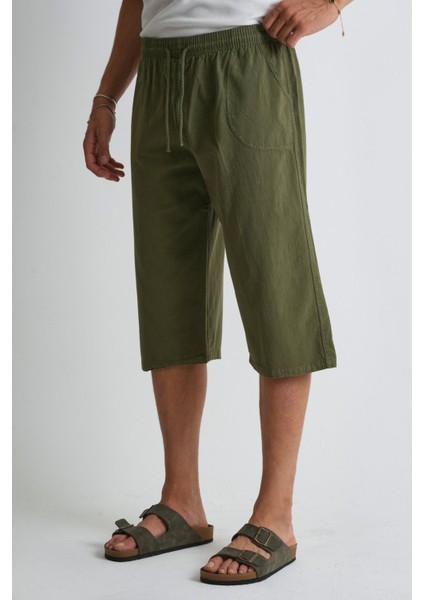 Erkek Regular %100 Pamuk Keten Görünümlü Kapri DC204-39