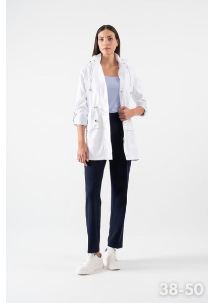 Christensen Kapüşonlu Çıtçıtlı Katlamalı Kol Safari Mont Beyaz indirimleri