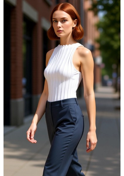 Kadın Triko Kayık Yaka Kolsuz Üst Kaliteli Şık Rahat Modern Zarif Günlük fırsatları