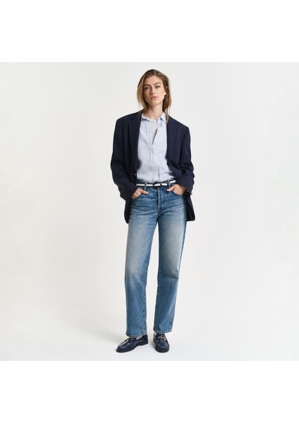 Kadın Mavi Regular Fit Klasik Yaka Gömlek fırsatları