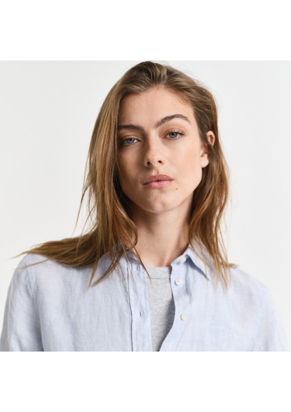 Kadın Mavi Regular Fit Klasik Yaka Gömlek
