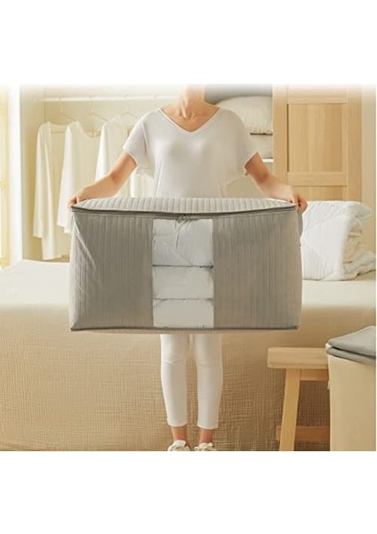 Textile 2&apos;li Boy Pvc Pencereli Gri Renk Kapitone Hurç Set 75 x 40 x 40 cm modelleri