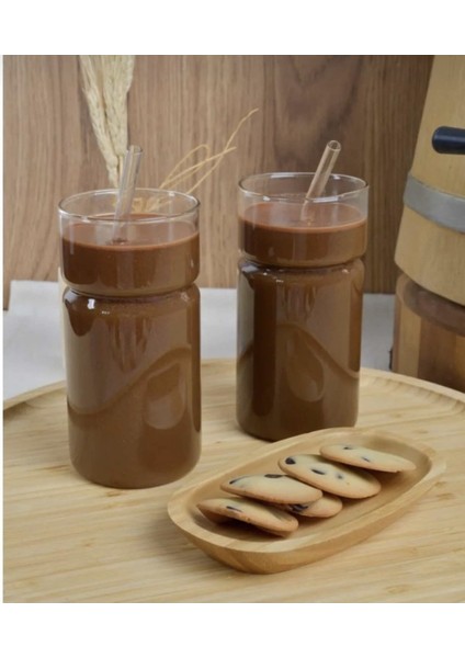 Modern Tasarım Uzun Pipetli Şeffaf Cam Bardak Seti (2 Adet) fiyatları