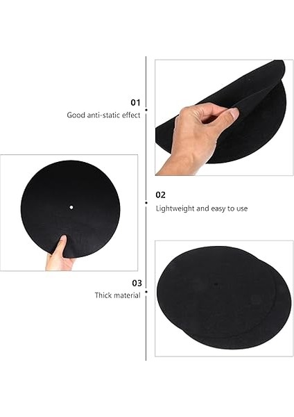 3set Plak Çalar Pikap Matı Keçe Malzeme Disk Koruyucu Ped -Statik Plak Matları 2 Adet*3 indirimleri