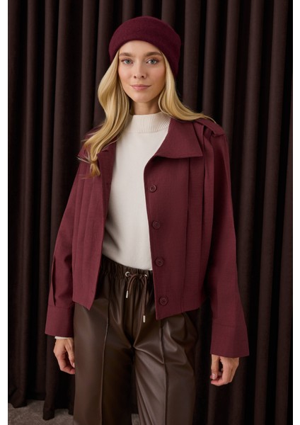 Kısa Pileli Ceket Bordo fiyatları