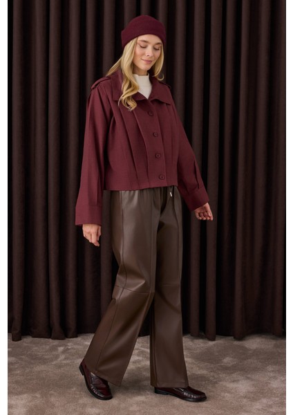 Kısa Pileli Ceket Bordo modelleri