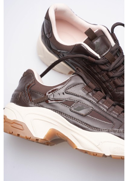 Kadın Sneaker File Baskılı Kalın Tabanlı Kahve Rivex fırsatları