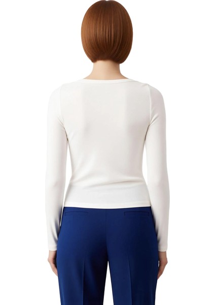 Kadın Esnek Örme Kayık Yaka Uzun Kollu Slim Fit Bluz Kaliteli Şık Rahat Modern Zarif Günlük fiyatları