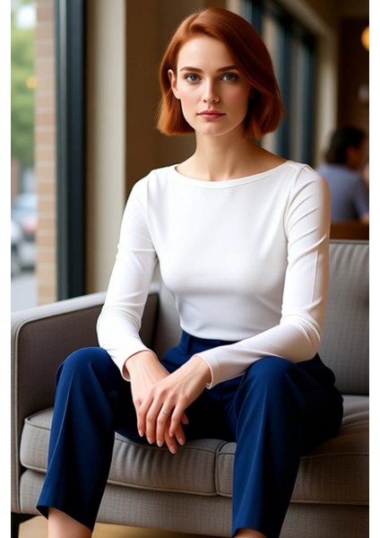 Kadın Esnek Örme Kayık Yaka Uzun Kollu Slim Fit Bluz Kaliteli Şık Rahat Modern Zarif Günlük fırsatları