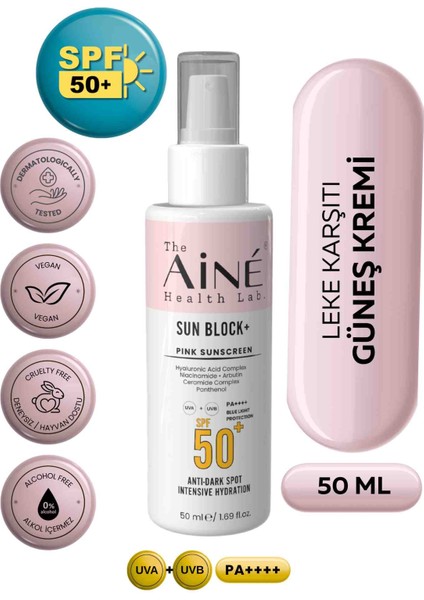 Sun Block SPF50+ Leke Karşıtı Doğal Güneş Kremi, Nemlendirici Makyaj Bazı - Arbutin Niacinamide 50ML