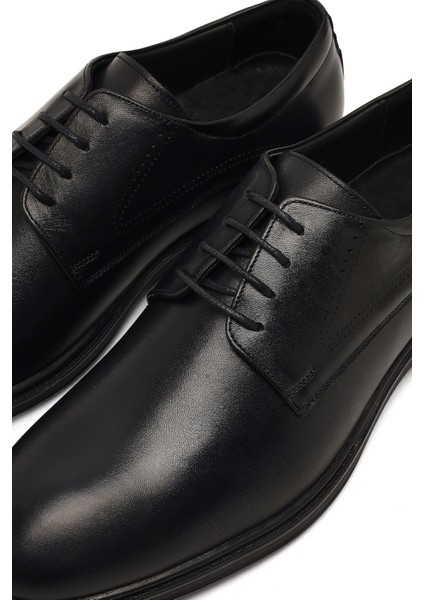 Erkek Siyah Bağcıklı Deri Casual Ayakkabı 25WFD750218