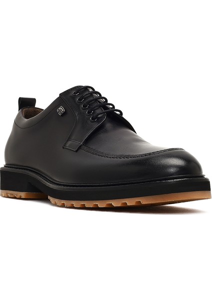 Erkek Siyah Bağcıklı Deri Casual Ayakkabı 25WFD604118