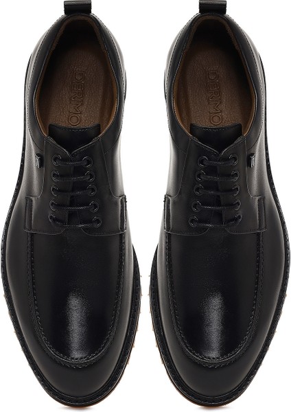 Erkek Siyah Bağcıklı Deri Casual Ayakkabı 25WFD604118