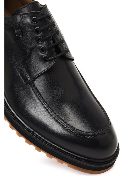 Erkek Siyah Bağcıklı Deri Casual Ayakkabı 25WFD604118