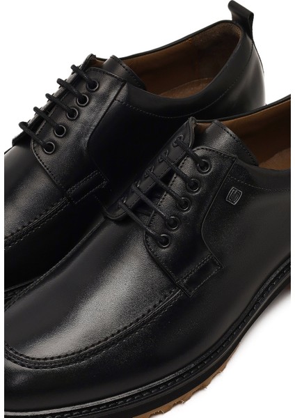 Erkek Siyah Bağcıklı Deri Casual Ayakkabı 25WFD604118