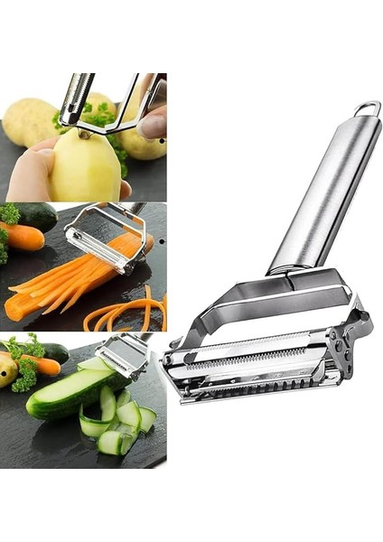 Sebze Soyucu, Paslanmaz Çelik 2'si 1 Arada Jülyen Sebze Soyucu Havuç Patates Kavun Aleti Sebze Meyvesi Için Mükemmel