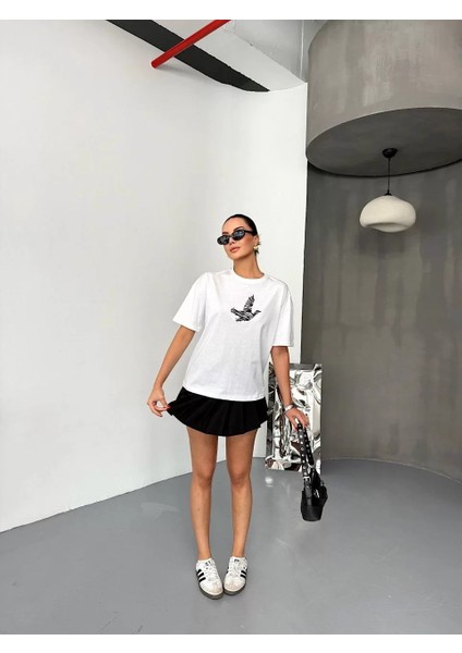 Kısa Kol Baskılı T-Shirt - Beyaz fiyatları