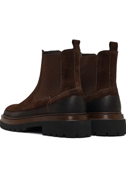 Erkek Kahverengi Kalın Tabanlı Süet Deri Chelsea Bot 25WFD640210