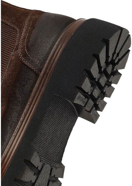 Erkek Kahverengi Kalın Tabanlı Süet Deri Chelsea Bot 25WFD640210