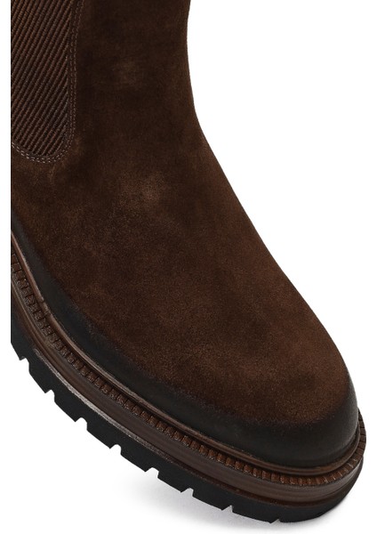 Erkek Kahverengi Kalın Tabanlı Süet Deri Chelsea Bot 25WFD640210