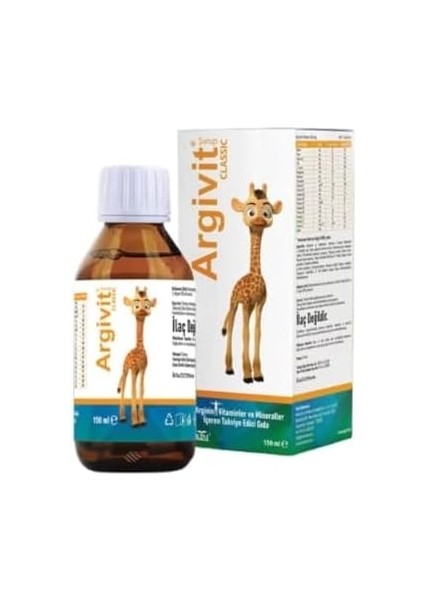 Argivit Classic Multivitamin Şurubu, L-Arjinin ve Multimineral, 150 Ml, Portakal ve Vanilya Aromalı