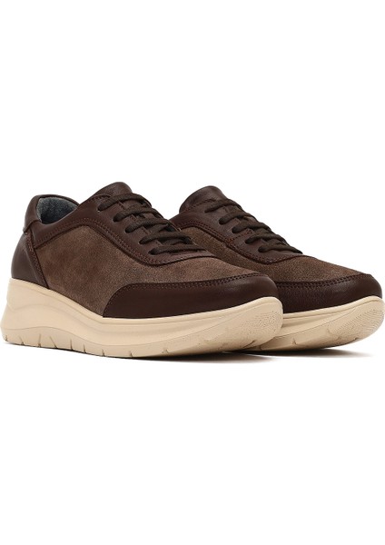 Kadın Kahverengi Bağcıklı Kalın Tabanlı Deri Sneaker 25AFD501514 modelleri