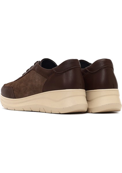 Kadın Kahverengi Bağcıklı Kalın Tabanlı Deri Sneaker 25AFD501514 indirimleri