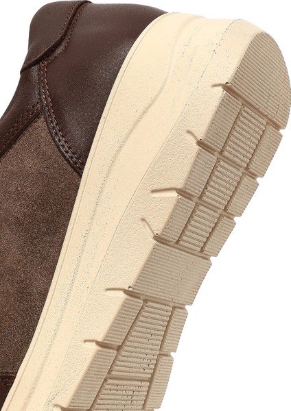 Kadın Kahverengi Bağcıklı Kalın Tabanlı Deri Sneaker 25AFD501514