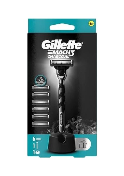 Gillette Mach3 Charcoal Tıraş Makinesi + 5 Adet Yedek Tıraş Bıçağı + Premium Stand Hediyeli Peket fiyatları