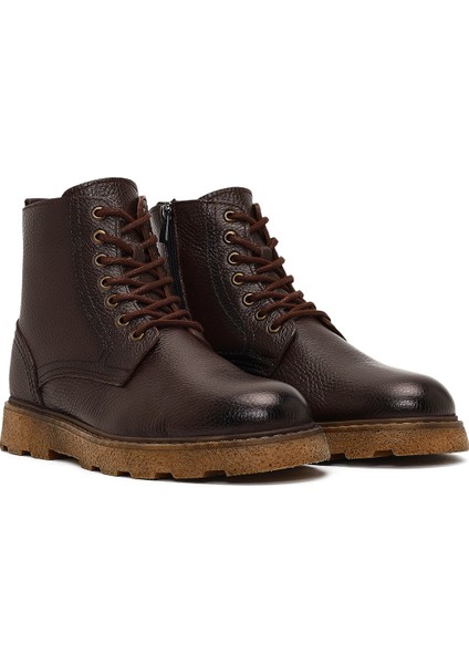 Erkek Kahverengi Fermuarlı Kalın Tabanlı Deri Bot 25WFD7517FT fırsatları