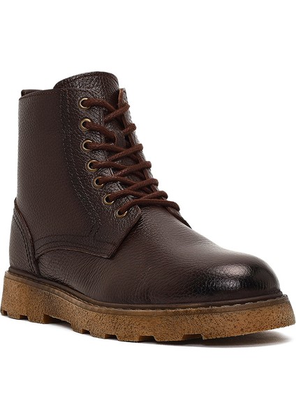 Erkek Kahverengi Fermuarlı Kalın Tabanlı Deri Bot 25WFD7517FT